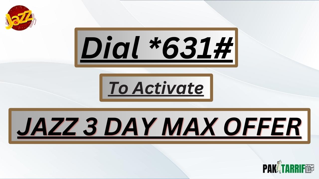 Jazz 3 Day Max Offer activation code