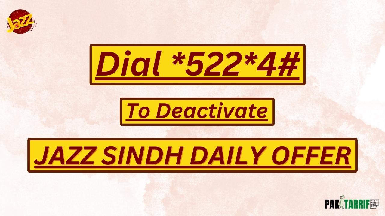 Jazz Sindh Daily Offer deactivation code