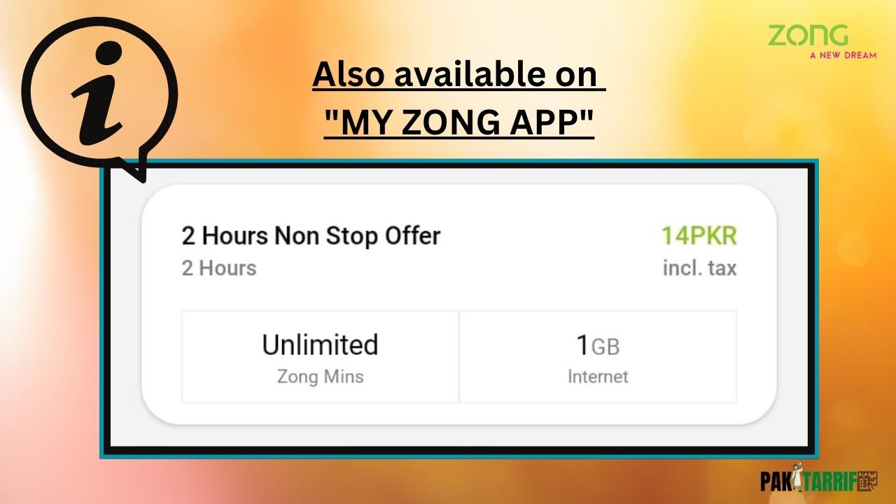 Zong 2 Hour Non Stop Offer app activation