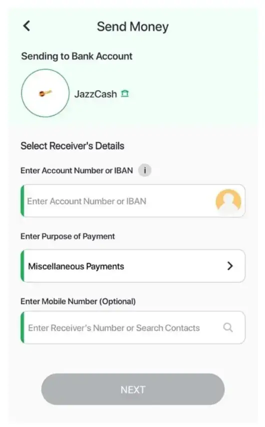 Transfer Money From Easypaisa to JazzCash Through App - enter details