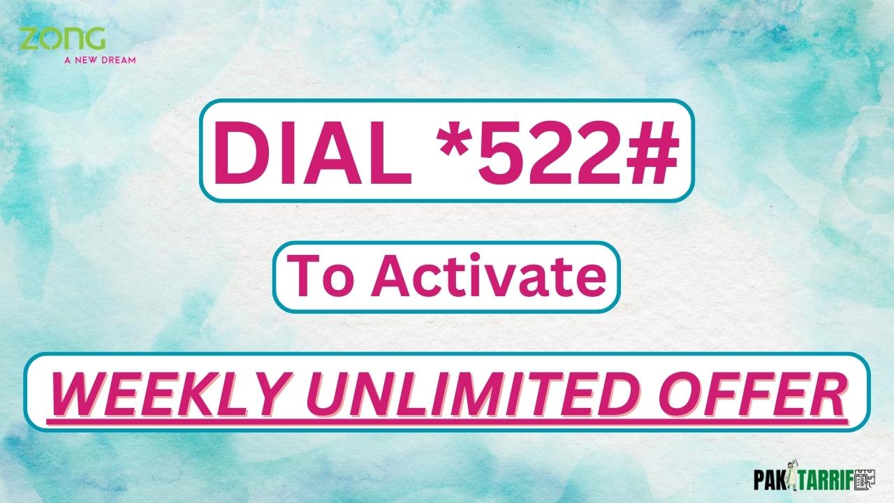 Zong Weekly Unlimited Call package code