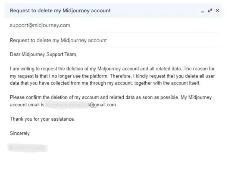 How to Delete Midjourney Account Permanently - compose email