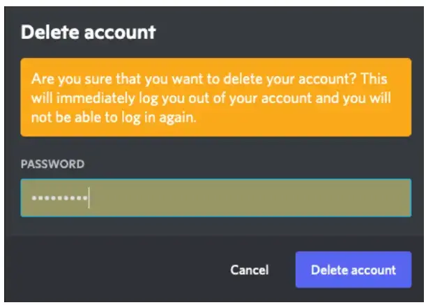 How to Delete a Discord Account on pc - enter password