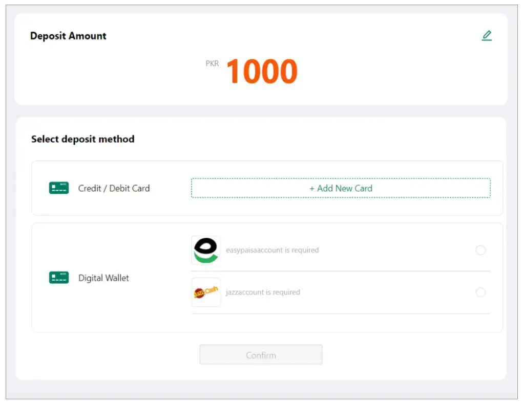 How to Deposit in Daraz Wallet - Select the payment method