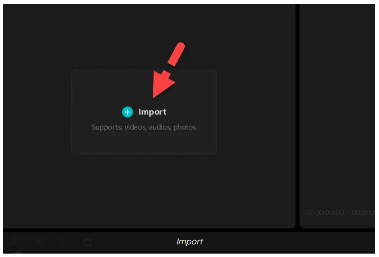 How to Split Sound from a Video on a PC with CapCut - click on import video option