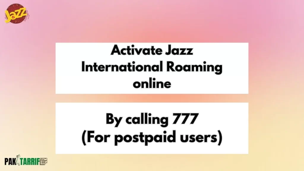 jazz international roaming for postpaid users