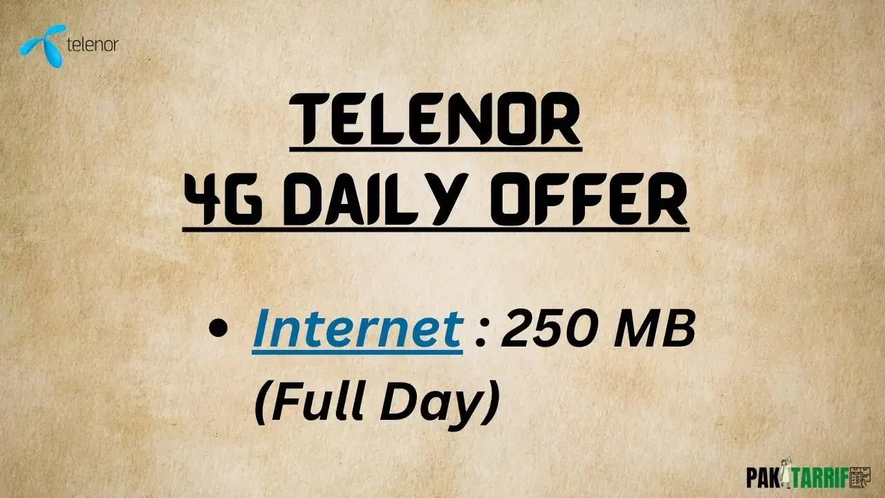 Telenor 24 Hours Internet Packages - 4g daily details