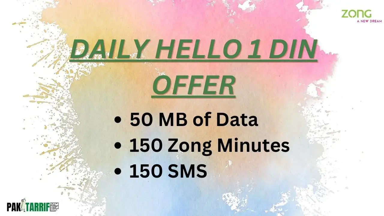 Zong Daily SMS Package - Daily Hellow 1 Din Offer